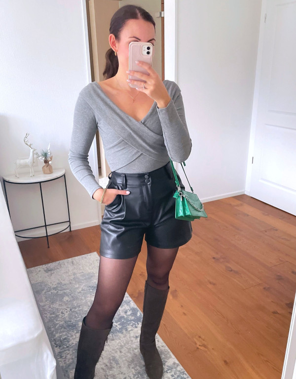 Faux-Leather Shorts Black