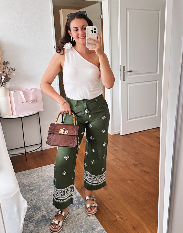 Bestickte Boho Hose Olive